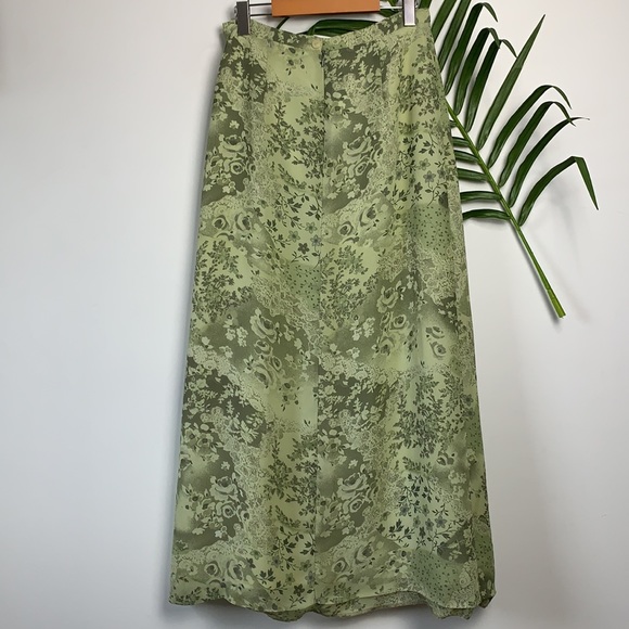 Vintage Laura Green Floral Maxi Long Lined Skirt - Size 8 - Picture 7 of 13